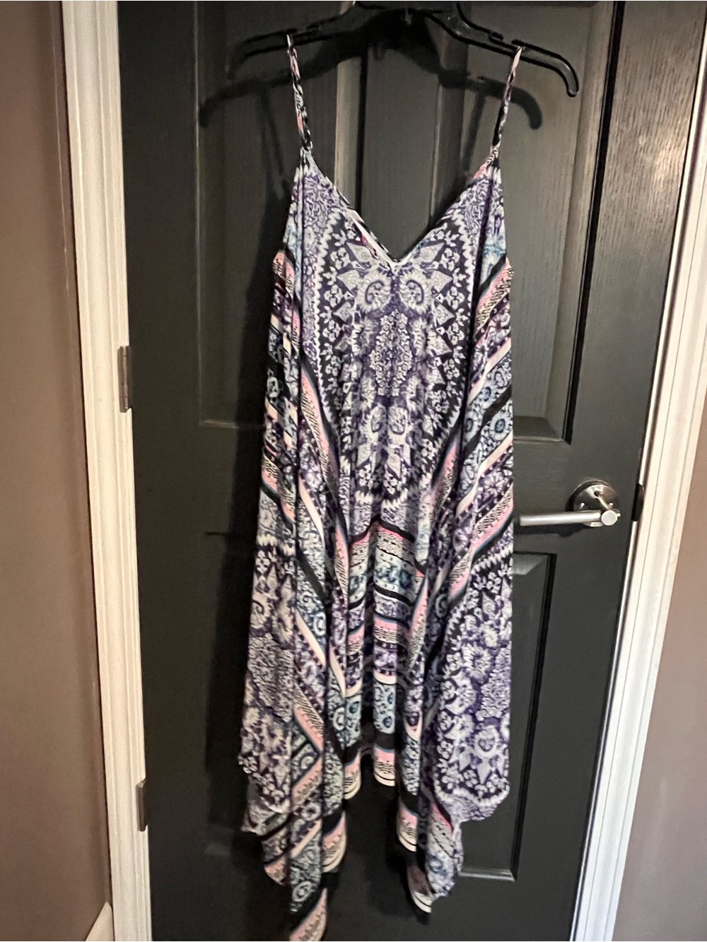 Express Navy, Light Blue and Pink Asymmetrical Handkerchief Dress